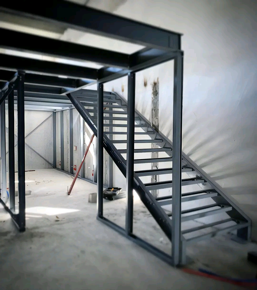 Structural steel canopy frame fabricated and erected on site