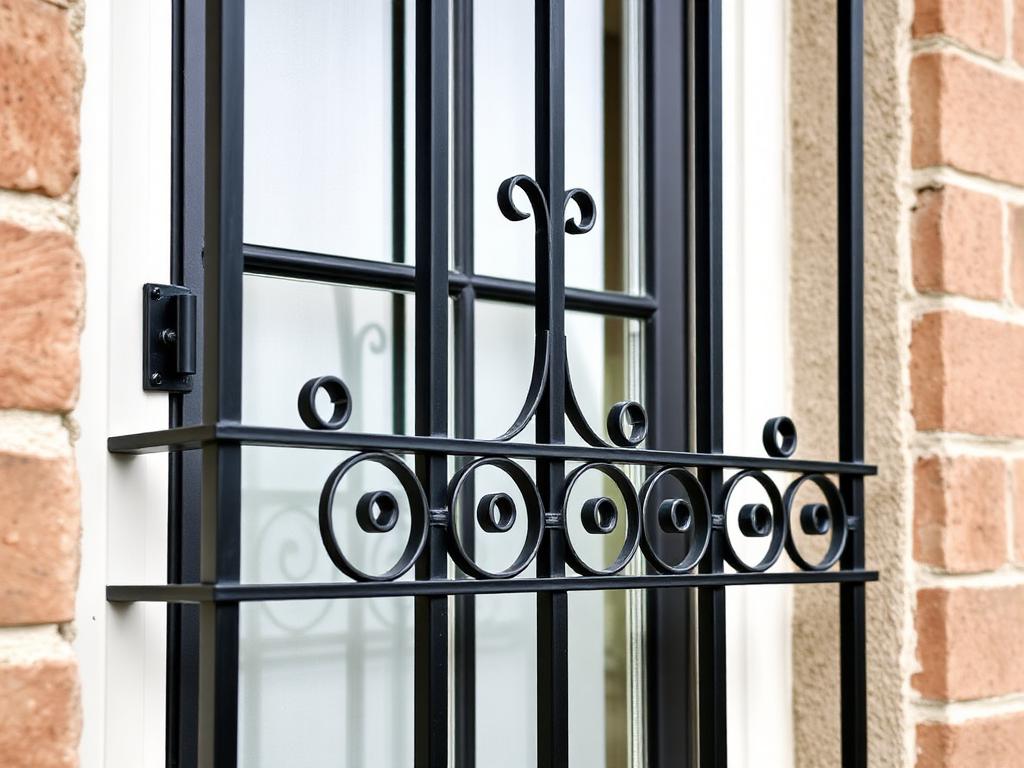 Powder-coated burglar bars on a residential window