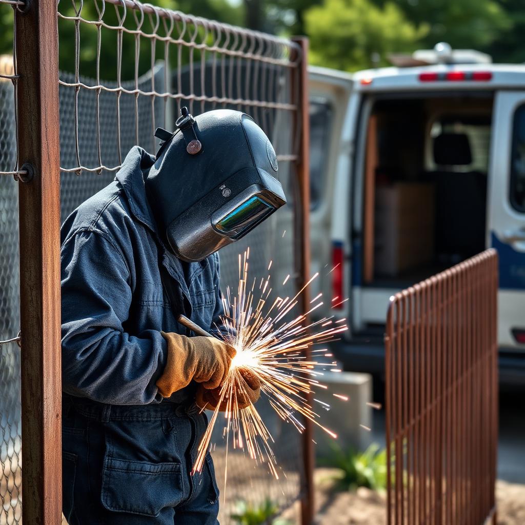 Mobile welding repair being carried out on site