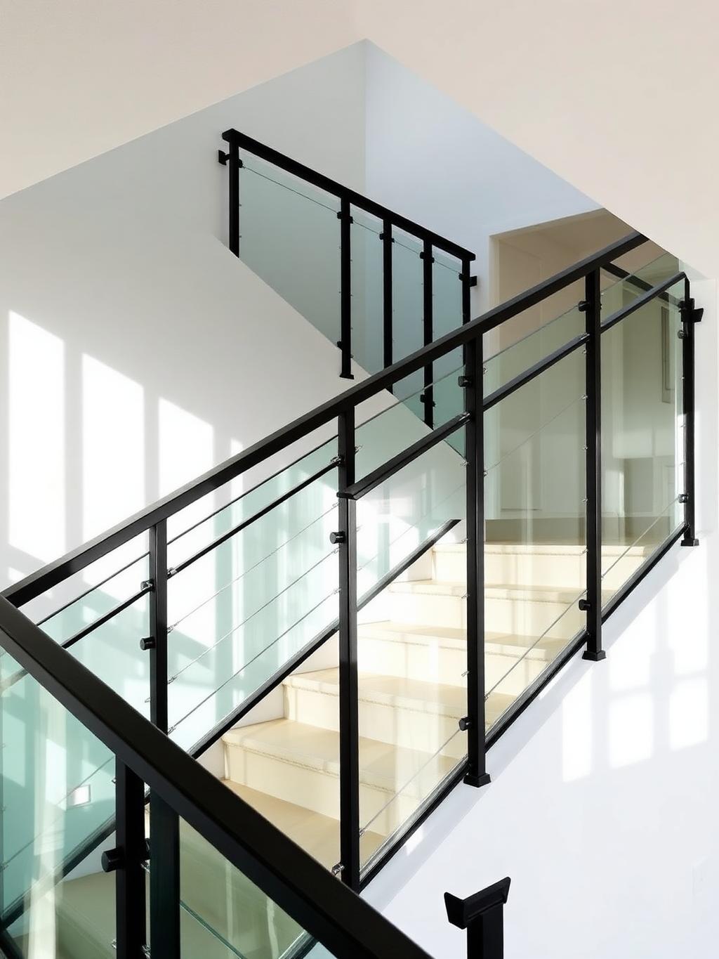 Steel and glass staircase balustrade